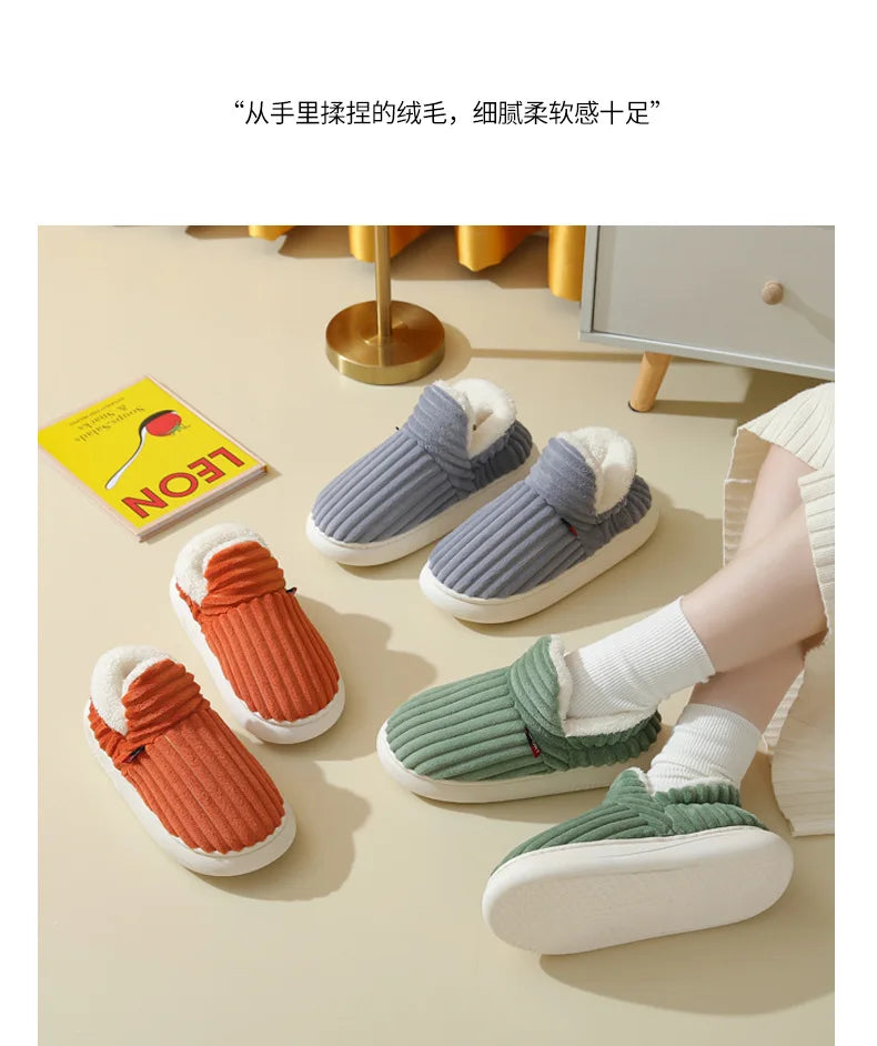 Evshine Soft Sole Slippers For Women Winter Fashion Women Fur Slippers Fuzzy Plush Men Slippers Warm Furry Women Cotton Shoes